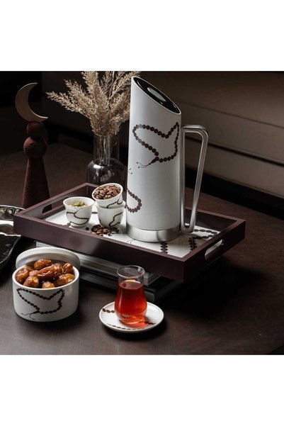 Blends Tea Cups Set with Brown Beads Pattern from Tila