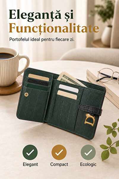 DeaL Portofel de damă 10 x 8 x 2.5 cm Verde, Elegant, Portcard compact