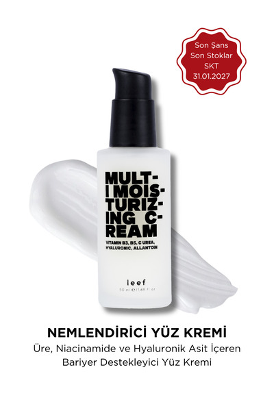 Leef Nemlendirici Yüz Kremi Üre Hyaluronik Asit Derin Nem Cilt Bariyeri Tüm C...
