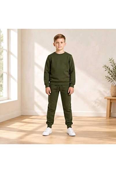gülse kids Oysho Kumaş Erkek Çocuk Haki Eşofman Takımı