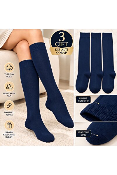 izayq collection 3' ÇİFT BAMBU DİZ ALTI DİKİŞSİZ PENYE KADIN ÇORAP
