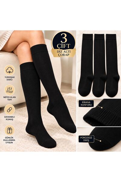 izayq collection 3' ÇİFT BAMBU DİZ ALTI DİKİŞSİZ PENYE KADIN ÇORAP