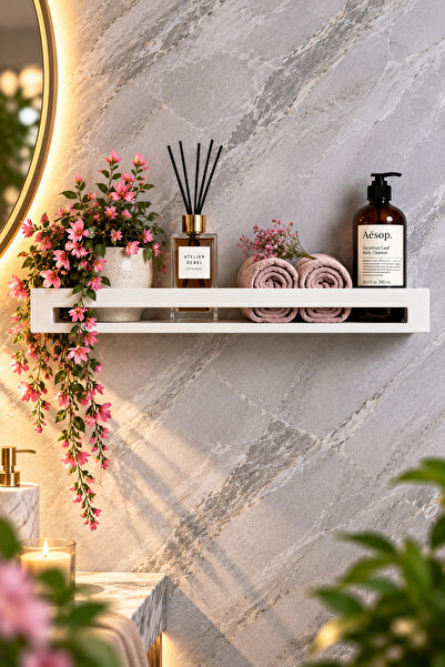 VENON 1 ADET KONTES BEYAZ || U || 40 CM || METAL RAF || Banyo Rafı Mutfak Raf...
