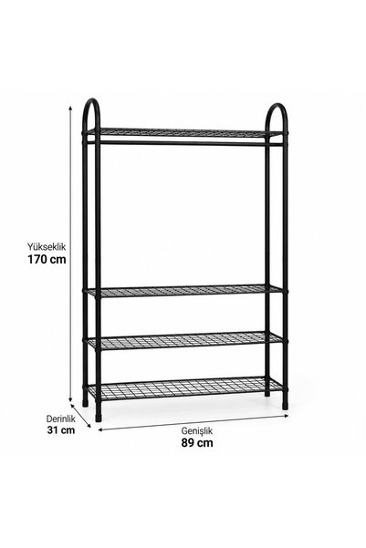 TOPRAK E-TİCARET Elit 5 Metal Ayakkabılık Ve Elbise Askılığı Metal Portmanto 5 Raflı Konfeksiyon Askısı