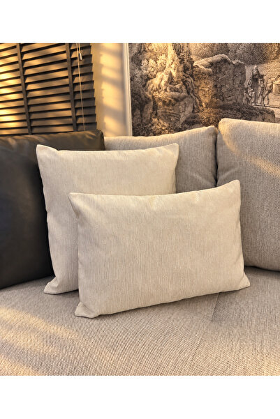 Decamor home Ecru Cushion Cover with Gold Detail