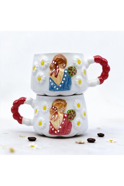 sharp&art Relief Pattern 15 Different Models 2-Piece Mug, Hand-Crafted, 2D 360 Degree Patterned