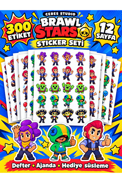 Ceres Studio Brawl Stars Karakter Sticker Seti – Defter, Ajanda ve Hediye Süs...