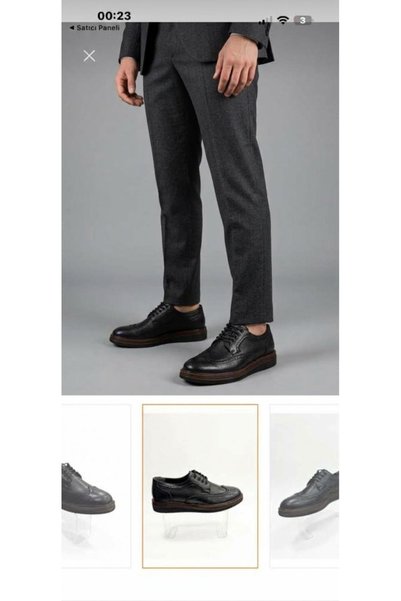 aTAbey Erkek Siyah Klasik Ayakkabı - Lazer İşlemeli Brogue Oxford