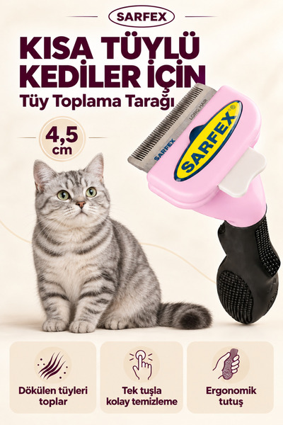 SARFEX Kısa Tüylü Kediler için Short Hair S Kedi ve Köpek Tüy Bakım