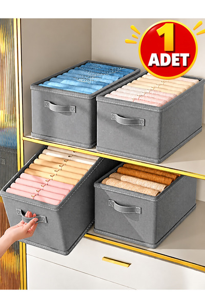 ESMANA LIVING 1 Adet Antrasit Dolap Düzenleyici, Katlanabilir Kıyafet Saklama...