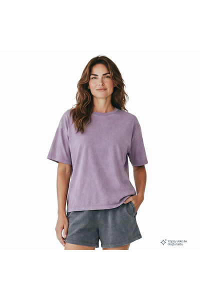 Sportive Sara Kadın Lila Günlük Stil T-Shirt 26YK0026-LIL