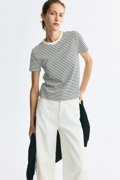 H&M Pamuklu Jarse Tişört