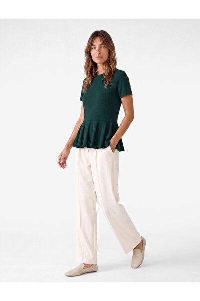 Koton Short Sleeve Crew Neck Voluminous Peplum T-Shirt