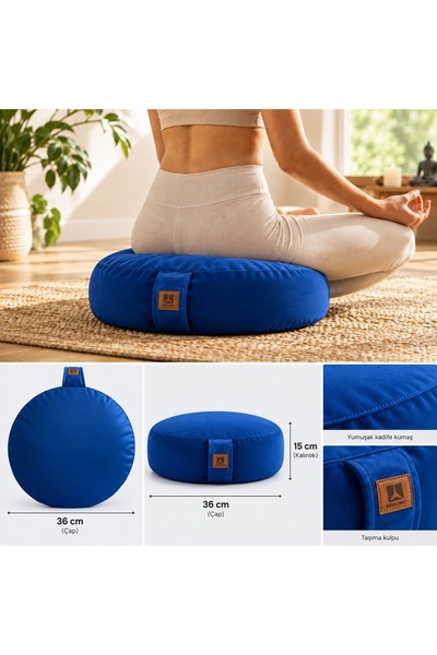 Rebuwo Kadife Yoga & Meditasyon Minderi, Ergonomik Oturma Destek Yastığı Mavi