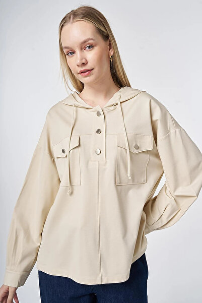 KYR Hooded Rayon Sweatshirt Cream