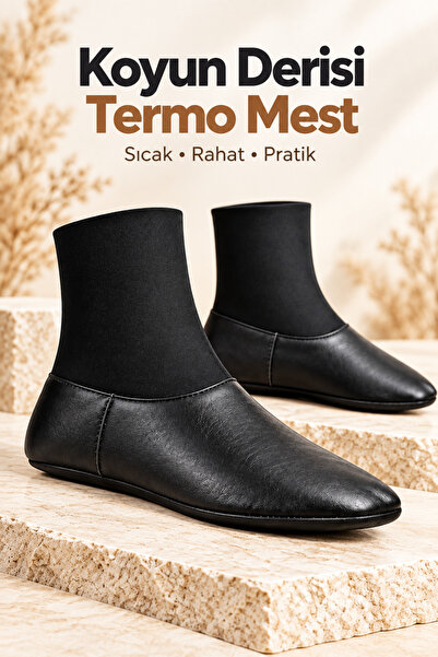 ihvan online Unisex Μαύρο Γνήσιο Sheepskin Thermo Mest