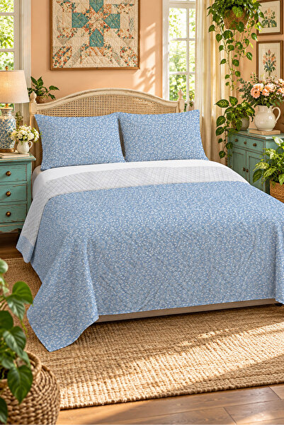 Evmila Leaf Patterned Bedspread 200X220 Double Pique Set