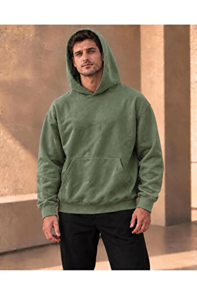 Butik Unisex Oversize Hooded Kangaroo Pocket 3 Thread Raster Sweatshirt