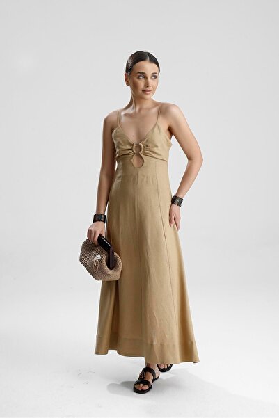 COLLECTİON Rochie lungă din in Alvina cu bretele