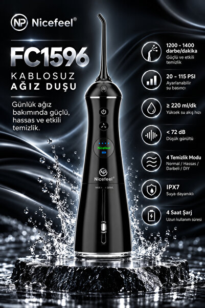 NPO Nicefeel FC1596 Şarjlı Ağız Duşu Taşınabilir Diş Temizleme Cihazı Diş Tel...