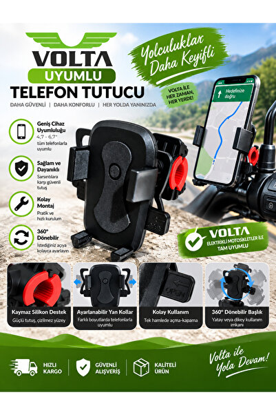 Volta Vsm Uyumlu Telefon Tutucu, Bisiklet ve Elektrikli Bisiklet Telefon Tutucu