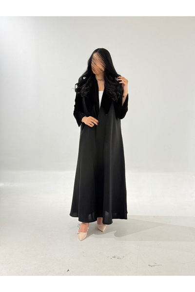 Tori Linen Abaya with Velvet Collar