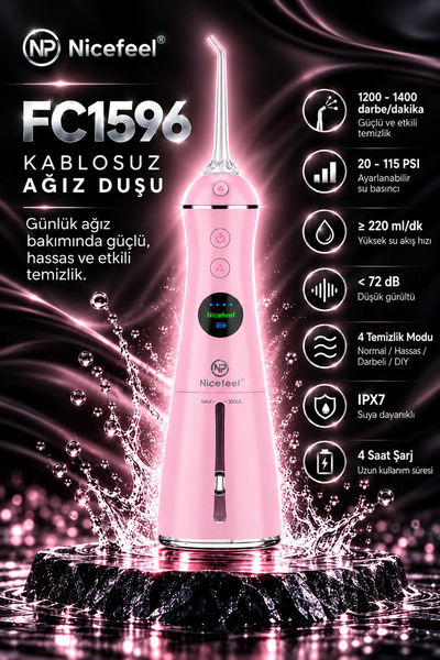 NPO Nicefeel FC1596 Şarjlı Ağız Duşu Taşınabilir Diş Temizleme Cihazı Diş Tel...