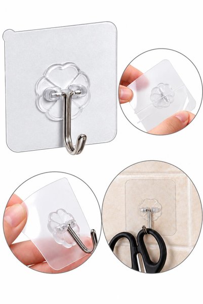 jetfast 5Pcs Self Adhesive Clear Hanger Metal Hooked Hanger