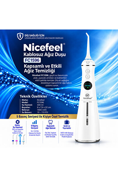 NPO Komple Ağız Temizliği Nicefeel Fc1596 Taşınabilir,şarjlı,masajlı,diş Teli...