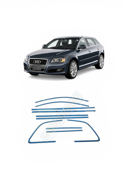 Audi A3 Hb (2008-2012) Uyumlu Krom Cam Çerçeve 12 Parça Tam Tur Paslanmaz Krom