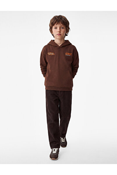 Koton Long Sleeve Three Thread Hooded Printed Sweatshirt with Kangaroo Pocket...