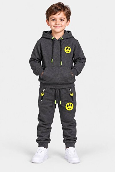 Generic Brand Boy's Hooded Printed Neon Detailed Tracksuit Set