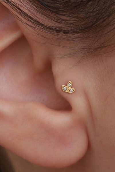 Bayar Gold 14 Ayar Altın Lotus Çiçeği Tragus