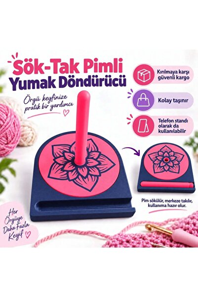 Devletli 3d YUMAK DÖNDÜRÜCÜ - ÖRGÜ İPİ TUTUCU - İP DÖNDÜRÜCÜ - MAKARA TUTUCU-...