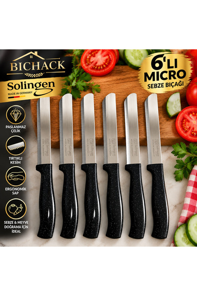 Solingen Ritter 6 Adet Siyah Paslanmaz Çelik Çok Amaçlı Soyma Bıçağı - Alman ...