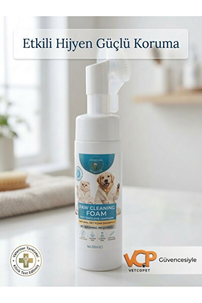 Paw Cleanıng Durulama Gerektirmeyen Köpek ve Kedi Kuru Ayak Şampuanı Fırçalı Pati Temizleme Köpüğü 200 Ml