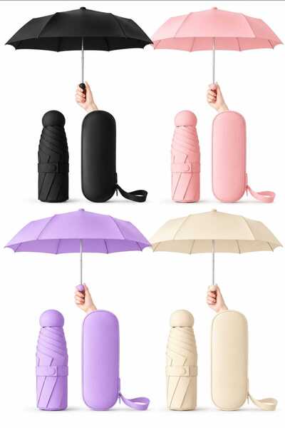 UPEKA Manuel Mini Kapsül Şemsiye Katlanabilir Unisex Su Geçirmez ŞıkTasarım Kutu Kılıflı
