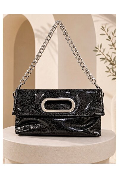 DUYGUSHOESBAG Imported Shiny Snakeskin Textured Cloutch Bag with Two Size Str...