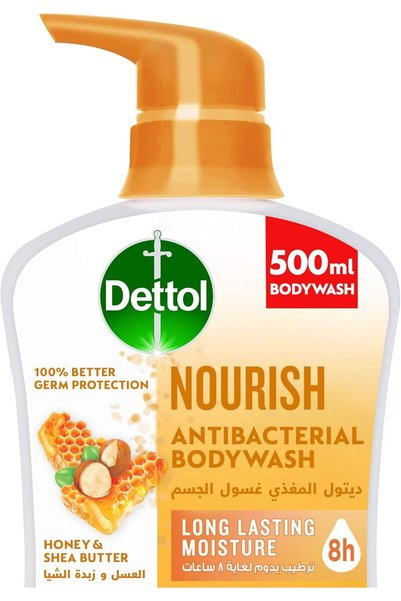 Dettol Nourish Showergel & Bodywash, Honey & Shea Butter Fragrance for Effective Germ Protection & P