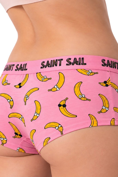 Saint Sail ملابس داخلية نسائية من نوع بوكسر من مجموعة Sevgili Kombini بتصميم 'Cool Banana' مع نمط الموز ولون وردي