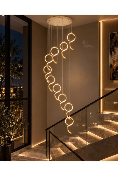 best power ثريا حديثة معلقة 50 وات 6635-10 مزودة بـ 10 مصابيح LED و3 أوضاع إض...