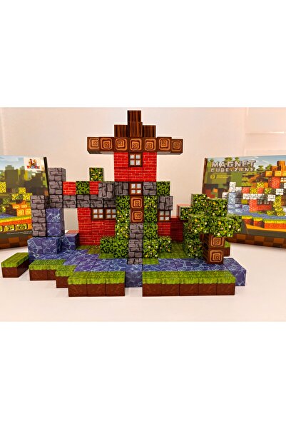 ToyznKidz 100 Parça Manyetik Küp Blok Orman Dünyası Temalı Yapı Taşı (2.0 cm)