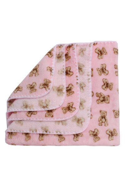 bebegen Pink Teddy Bear Patterned Fleece Blanket