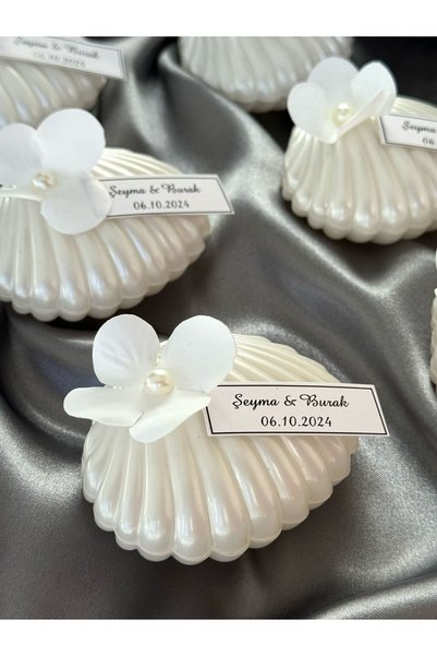Gami Handmade Çiçekli Sedefli İstiridye Mum Söz, Nişan, Nikah, Doğum günü, Düğün, Hediyelik -15 Adet