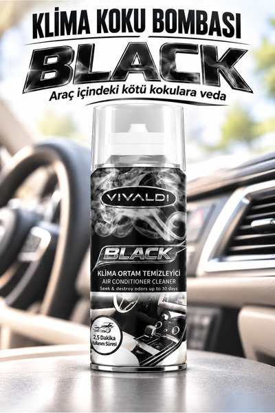 Vivaldi Black Oto Klima Koku Bombası 150 ml – Araç İçi Koku Giderici, Klima T...