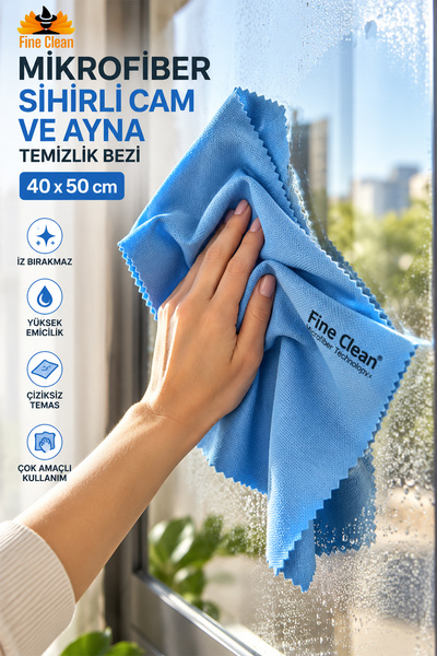 ( 1 Adet ) Mikrofiber Sihirli Cam Ve Ayna Temizlik Bezi 40*50
