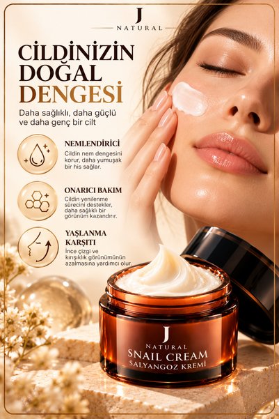 j natural Snail Cream 45 ml - Moisturizing, Repairing and Anti-Aging Facial Care Cream