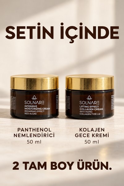 Solnare Day and Night 2-Piece Care Set Panthenol Moisturizer and Collagen Night Cream 50+50 ml