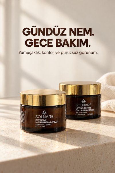 Solnare Day and Night 2-Piece Care Set Panthenol Moisturizer and Collagen Night Cream 50+50 ml