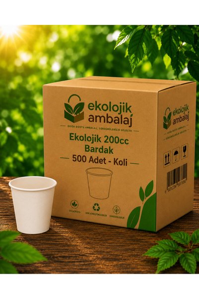 Ekolojik Ambalaj Doğa Dostu Organik Mısır Nişastası Bardak 200cc 500 Adet - Koli